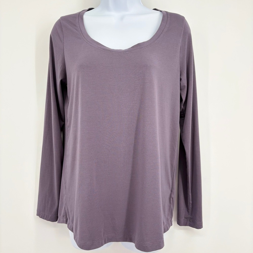 Athleta Stratus II Top Womenβ XS Scoop Neck Long Sleeve Purple Activewear Shirt